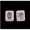 Image 2 : 14KT Two-Tone Gold 1.68ctw Amethyst and Diamond Earrings