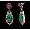 Image 2 : 10.44ctw Green Crystal and Multi Gemstone Earrings - 925 SILVER