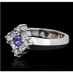 14KT White Gold 0.33ct Tanzanite and Diamond Ring