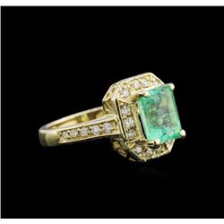 2.30ct Emerald and Diamond Ring - 14KT Yellow Gold