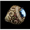Image 3 : 11.94ct Blue Crystal and Multi Gemstone Ring - 925 SILVER