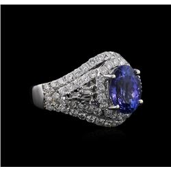 2.69ct Tanzanite and Diamond Ring - 18KT White Gold