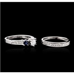 14KT White Gold 0.85ctw Diamond and Sapphire Wedding Ring Set