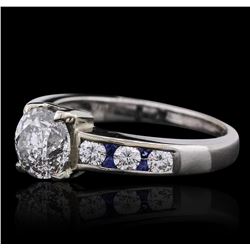 18KT White Gold 2.19ctw Brilliant Cut Diamond and Sapphire Ring