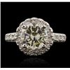 Image 2 : 14KT White Gold 2.22ct SI-1/Light Yellow Diamond Ring