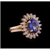 Image 1 : 14KT Rose Gold 2.09ct Tanzanite and Diamond Ring