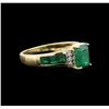 Image 1 : 14KT Yellow Gold 1.56ctw Emerald and Diamond Ring