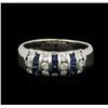 Image 2 : 14KT White Gold 0.50ctw Sapphire and Diamond Ring