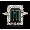 Image 2 : 14KT White Gold 4.30ct Tourmaline and Diamond Ring