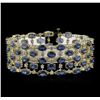 Image 1 : 62.40ctw Blue Sapphire and Diamond Bracelet - 14KT Yellow Gold
