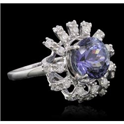 14KT White Gold 3.36ct Tanzanite and Diamond Ring