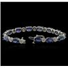 Image 3 : 20.41ctw Blue Sapphire and Diamond Bracelet - 14KT White Gold