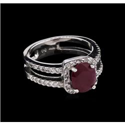 2.22ct Ruby and Diamond Ring - 14KT White Gold