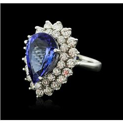 14KT White Gold 6.85ct Tanzanite and Diamond Ring