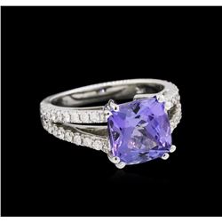 4.60ct Tanzanite and Diamond Ring - 14KT White Gold