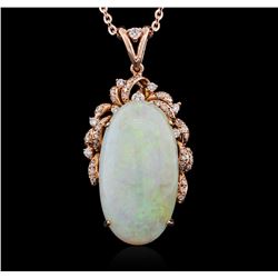 14KT Rose Gold 19.53ct Opal and Diamond Pendant With Chain