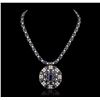 Image 2 : 14KT White Gold 85.76ctw Sapphire and Diamond Necklace