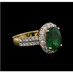 18KT Yellow Gold 2.91ct Emerald and Diamond Ring