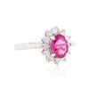 Image 1 : 14KT White Gold 1.13ct Pink Tourmaline and Diamond Ring