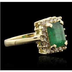 14KT Yellow Gold 2.50ct Emerald and Diamond Ring