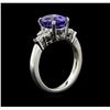Image 3 : 3.66ct Tanzanite and Diamond Ring - 14KT White Gold