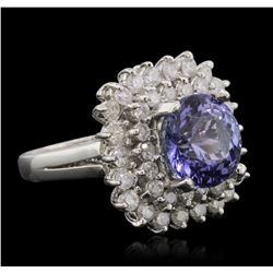 14KT White Gold 3.11ct Tanzanite and Diamond Ring