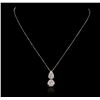 Image 2 : 14KT White Gold 0.10ctw Diamond Pendant With Chain