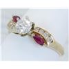 Image 2 : 0.61ctw Diamond and Ruby Ring - 14KT Yellow Gold