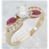 Image 8 : 0.61ctw Diamond and Ruby Ring - 14KT Yellow Gold