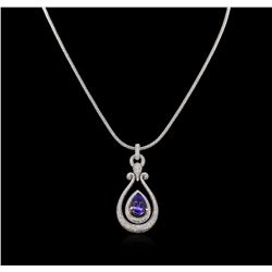 14KT Two-Tone Gold 5.73ct Tanzanite and Diamond Pendant With Chain