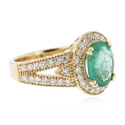 14KT Yellow Gold 1.98ct Emerald and Diamond Ring