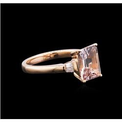 14KT Rose Gold 1.86ct Morganite and Diamond Ring