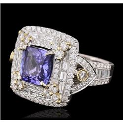 18KT Two-Tone Gold 3.20ct Tanzanite and Diamond Ring