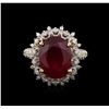 Image 2 : 7.88ct Ruby and Diamond Ring - 14KT Yellow Gold