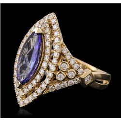 14KT Yellow Gold 2.45ct Tanzanite and Diamond Ring