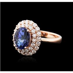 14KT Rose Gold 2.93ct Tanzanite and Diamond Ring