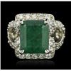 Image 3 : 14KT White Gold 6.63ct Emerald and Diamond Ring