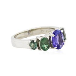 14KT White Gold 1.08ct Tanzanite and Green Chrysoberyl Ring