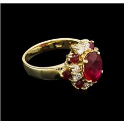 2.60ctw Ruby and Diamond Ring - 14KT Yellow Gold