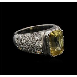 6.28ct Yellow Sapphire and Diamond Ring - Platinum