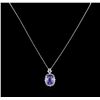 Image 2 : 14KT White Gold 6.63ct Tanzanite and Diamond Pendant With Chain