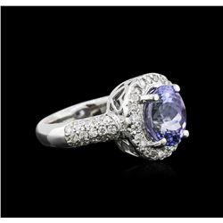 14KT White Gold 3.37ct Tanzanite and Diamond Ring