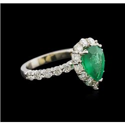 2.10ct Emerald and Diamond Ring - 14KT White Gold