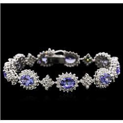 14KT White Gold 13.14ctw Tanzanite and Diamond Bracelet