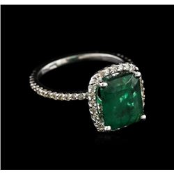 14KT White Gold 2.53ct Emerald and Diamond Ring