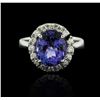 Image 1 : 14KT White Gold 4.52ct Tanzanite and Diamond Ring