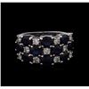 Image 2 : 4.10ctw Blue Sapphire and Diamond Ring - 14KT White Gold