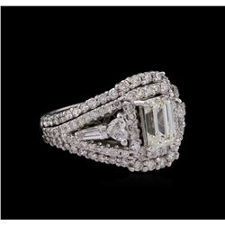 14KT White Gold EGL USA Certified 2.92ctw Diamond Ring