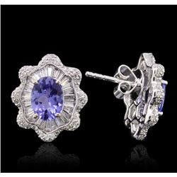 14KT White Gold 2.52ctw Tanzanite and Diamond Stud Earrings