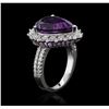 Image 3 : 14KT White Gold 5.50ct Amethyst and Diamond Ring